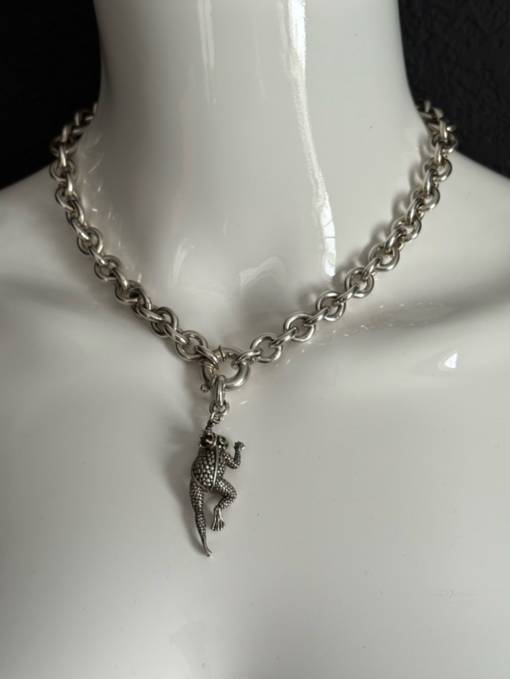 Kieselstein Cord Frog Prince Sterling Silver Chain Link Necklace & Charm 99.2 - Picture 6 of 16